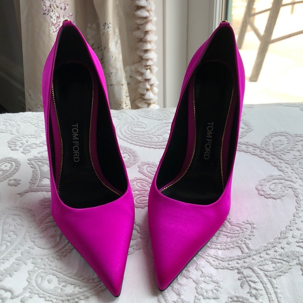 Tom Ford Hot Pink Satin Pumps - Picture 1 of 9